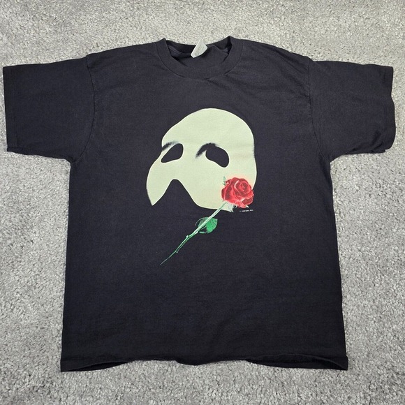Vintage Phantom‎ of the Opera Shirt Mens XL Black 80s Glow in the Dark - Picture 1 of 11